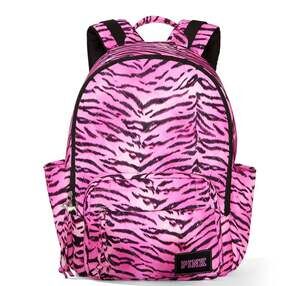 PINK Quilted Puffer Backpack in Pink Zebra Print